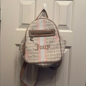 Juicy Couture Pink and Cream Text Print Backpack